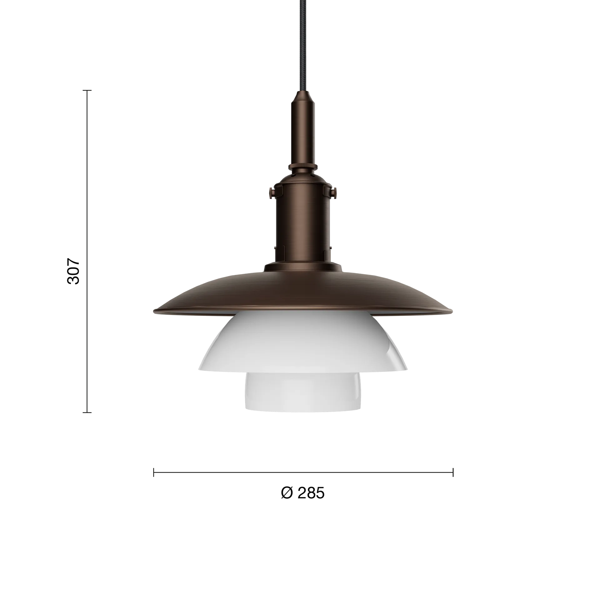 Suspension PH 3/3 Luna, Aged brass-verre opale Louis Poulsen