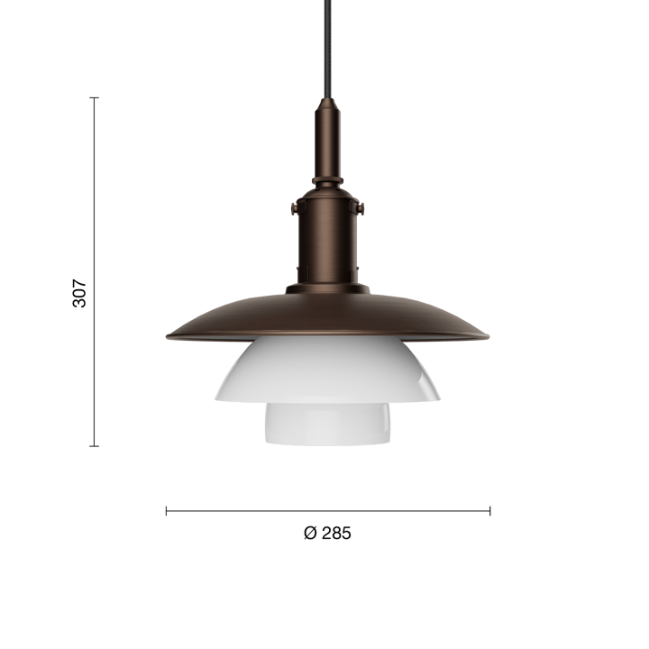 Suspension PH 3/3 Luna, Aged brass-verre opale Louis Poulsen