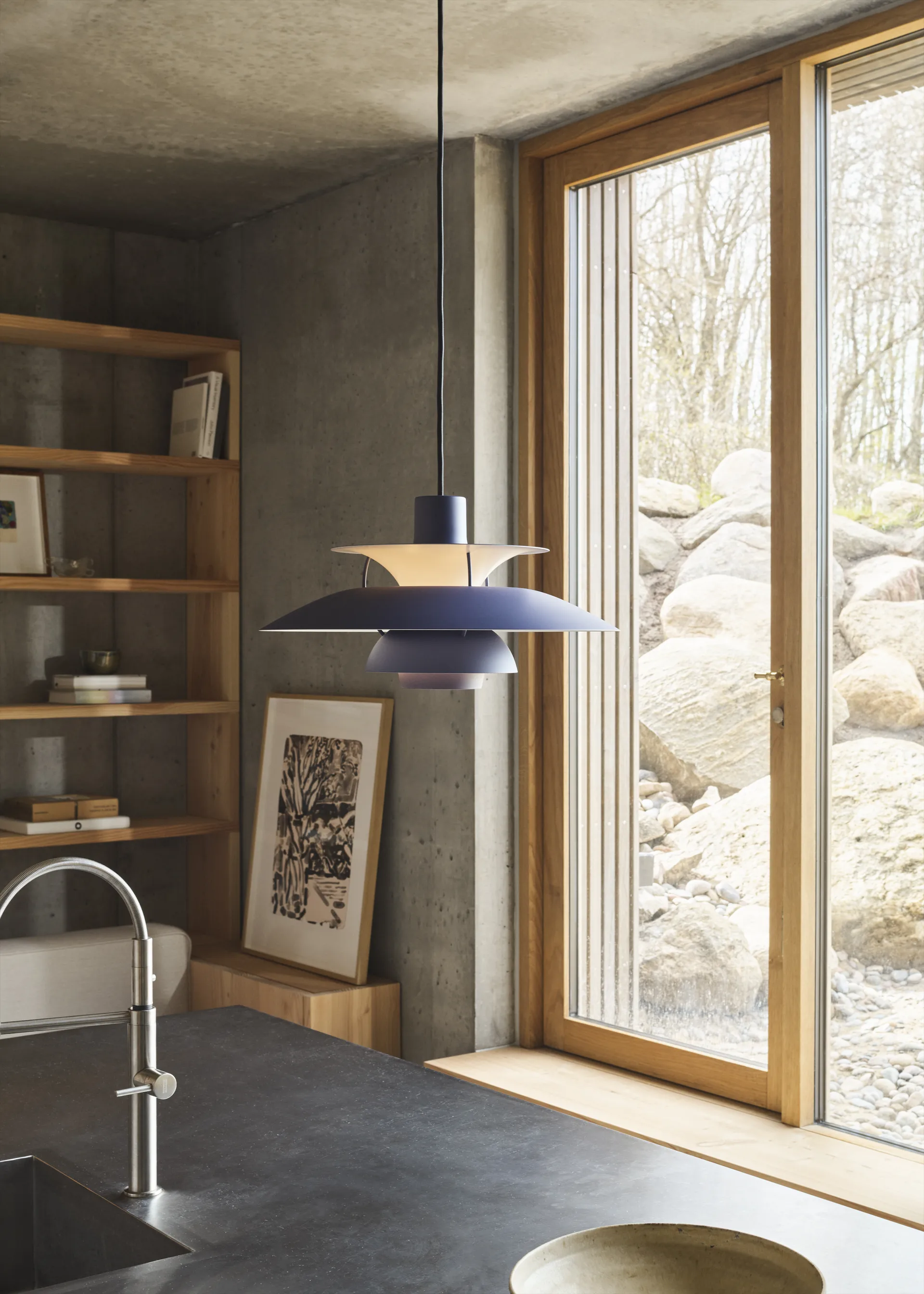 Suspension PH 5, Ø300, Monochrom dusty indigo Louis Poulsen