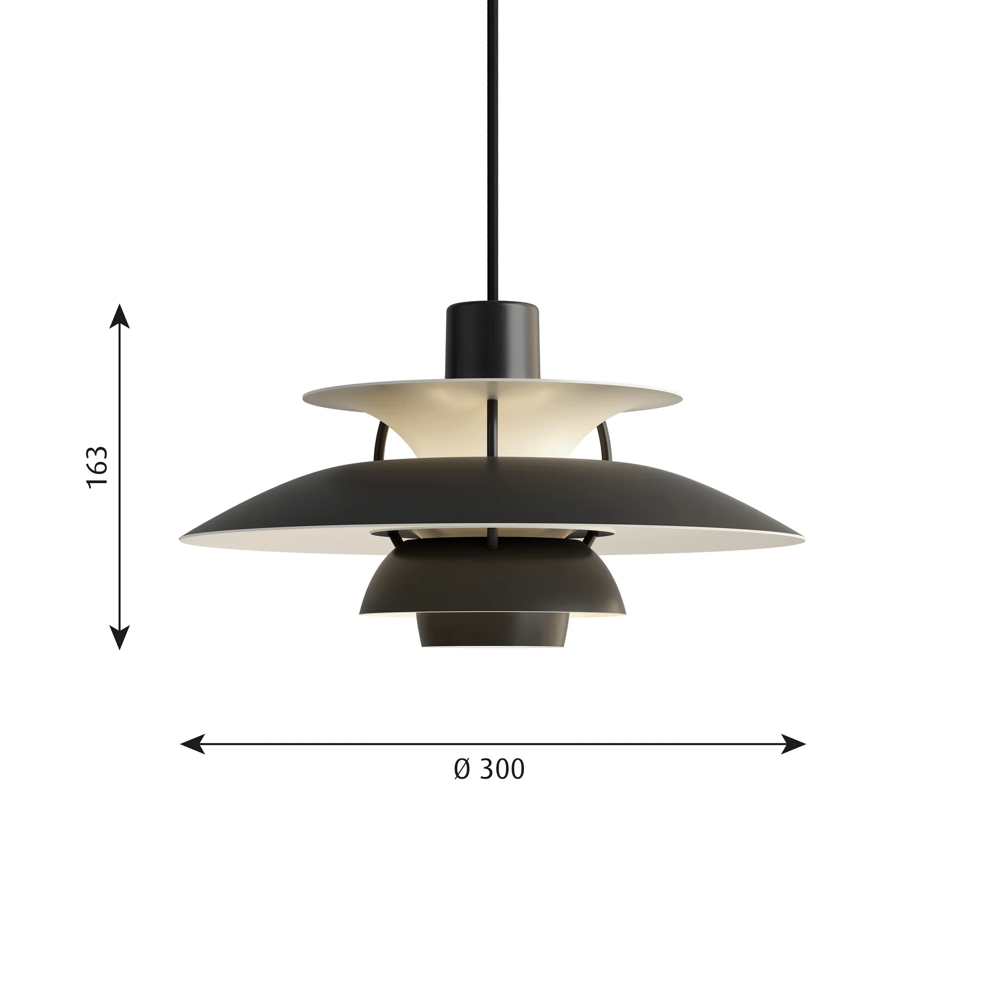 Suspension PH 5, Ø300, Noir Louis Poulsen