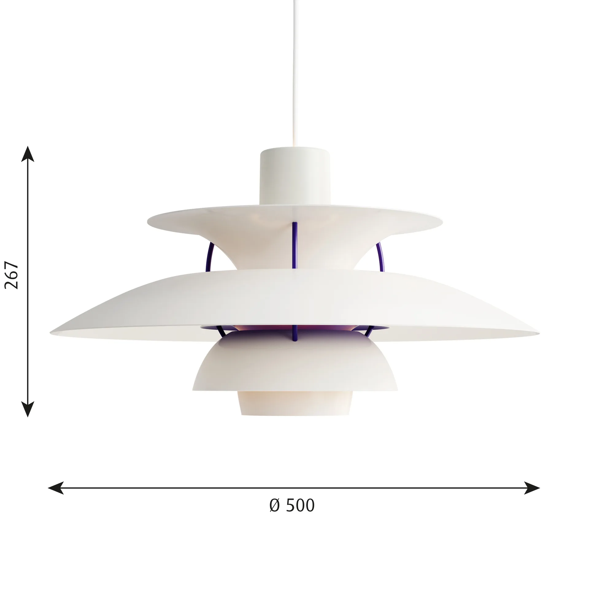Suspension PH 5, Ø500, Blanc classique Louis Poulsen