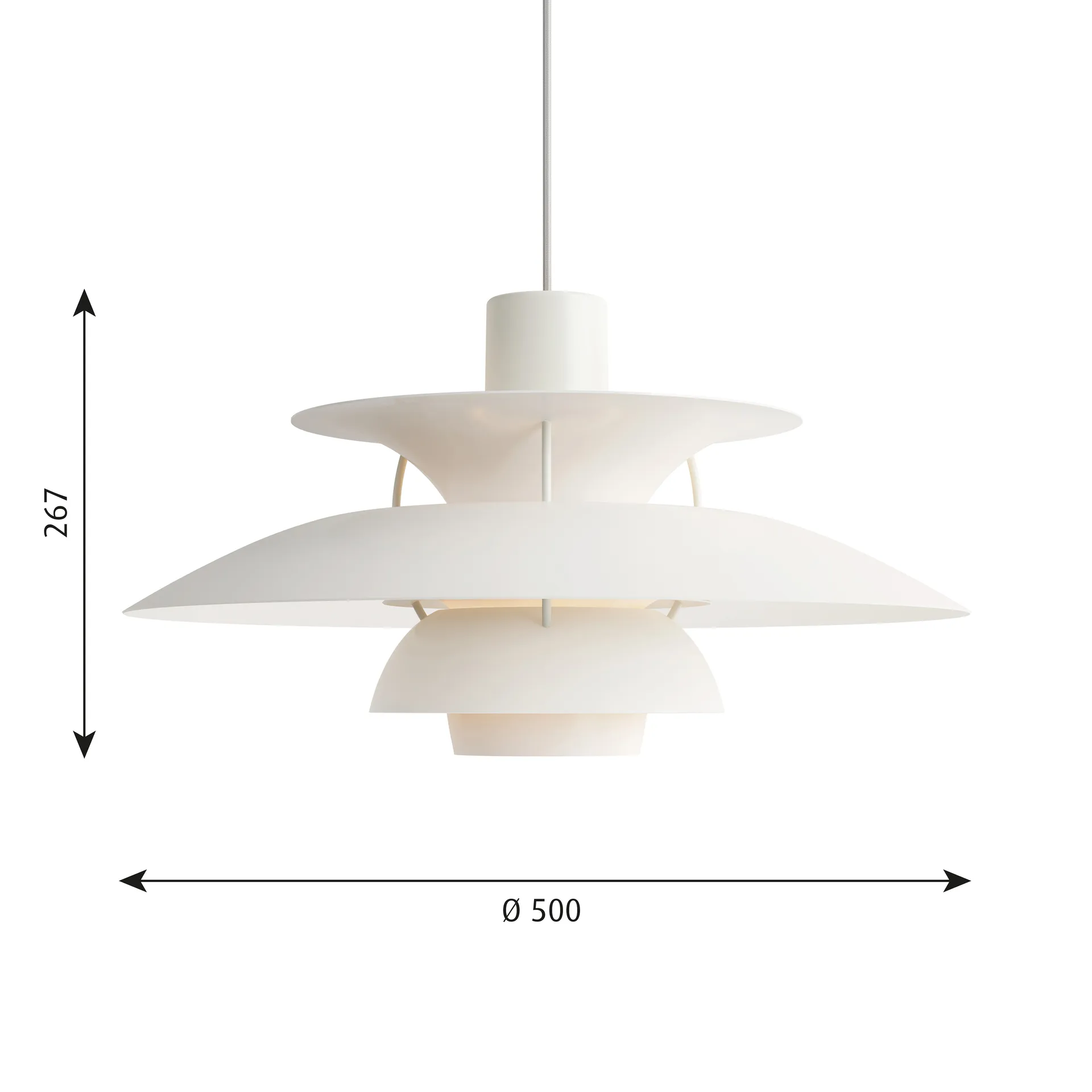 Suspension PH 5, Ø500, Blanc Louis Poulsen