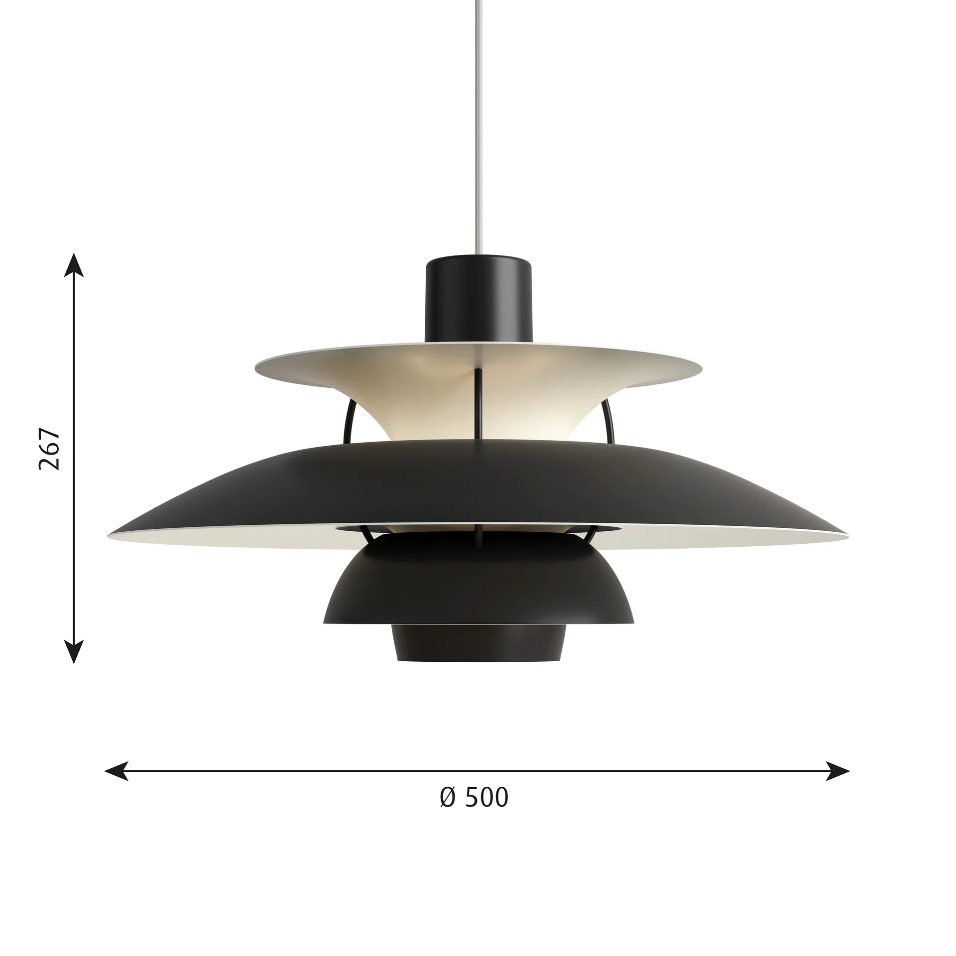 Suspension PH 5, Ø500, Noir Louis Poulsen
