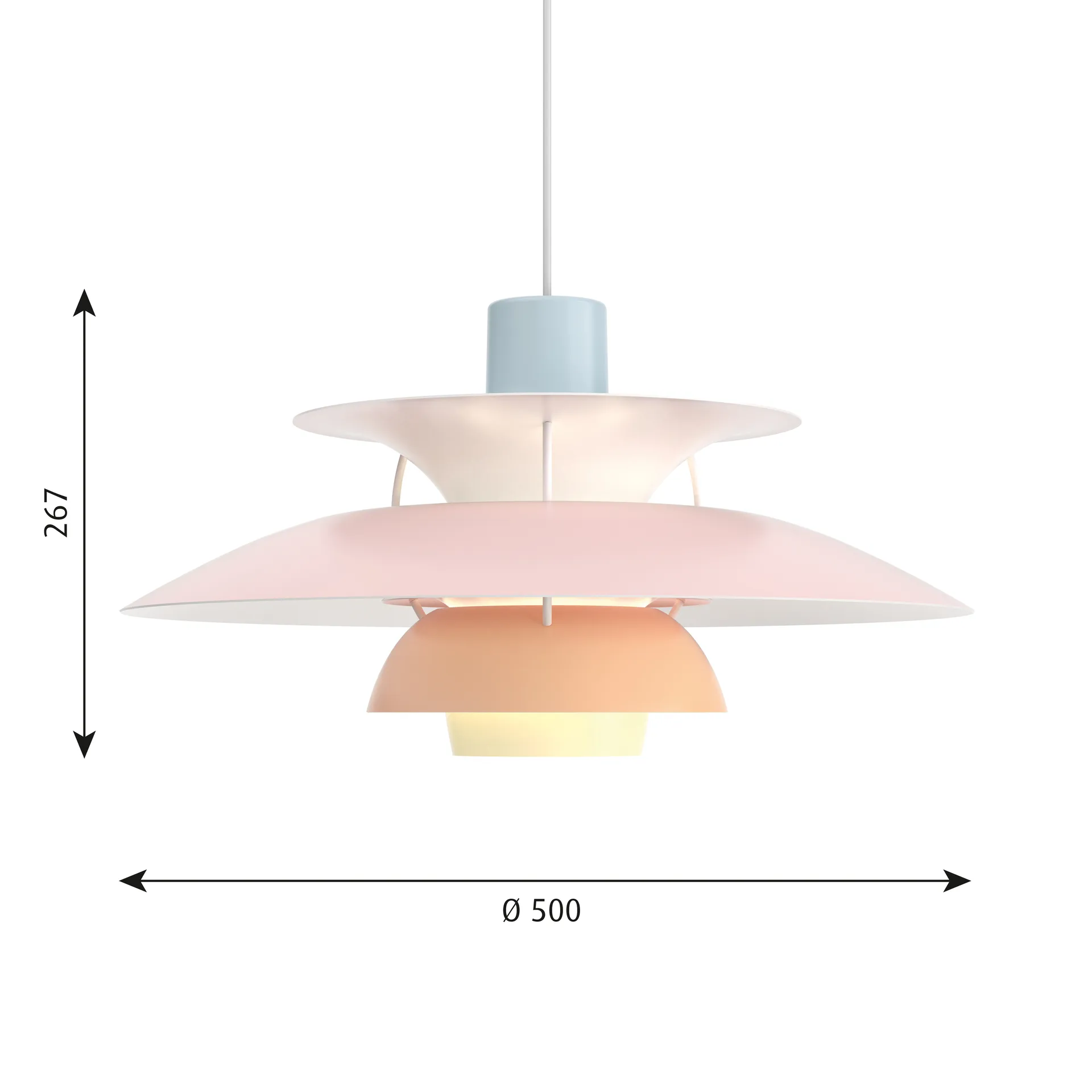 Suspension PH 5, Ø500, Pastel-bleu-rose-pêche Louis Poulsen