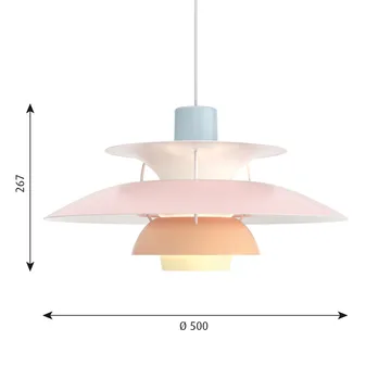 Suspension PH 5 - Ø500, Pastel-bleu-rose-pêche - Louis Poulsen
