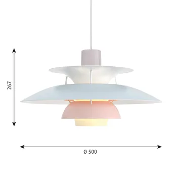 Suspension PH 5 - Ø500, Pastel-gris huître-bleu-rose - Louis Poulsen