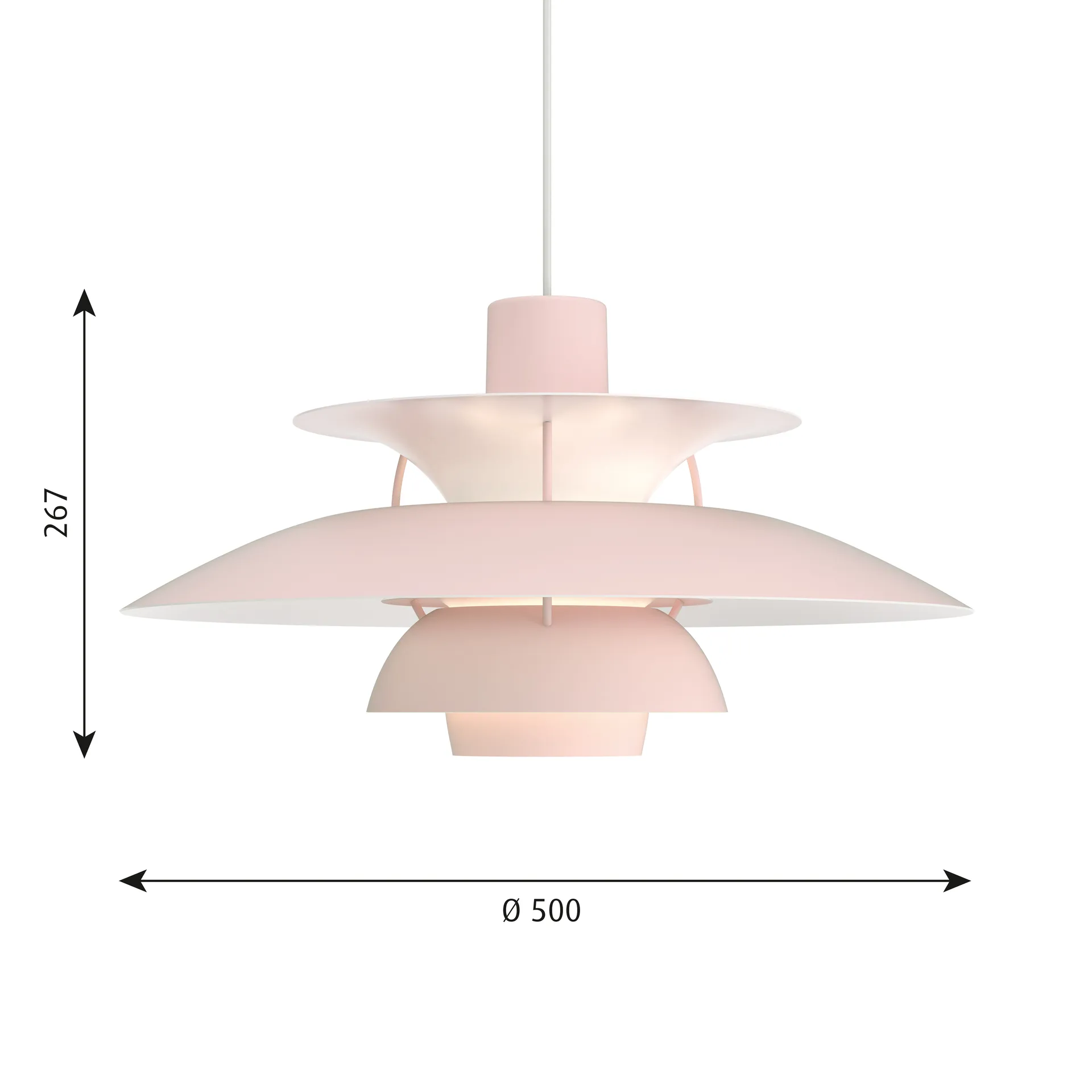 Suspension PH 5, Ø500, Rose clair Louis Poulsen