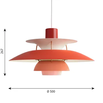 Suspension PH 5 - Ø500, Rouge - Louis Poulsen