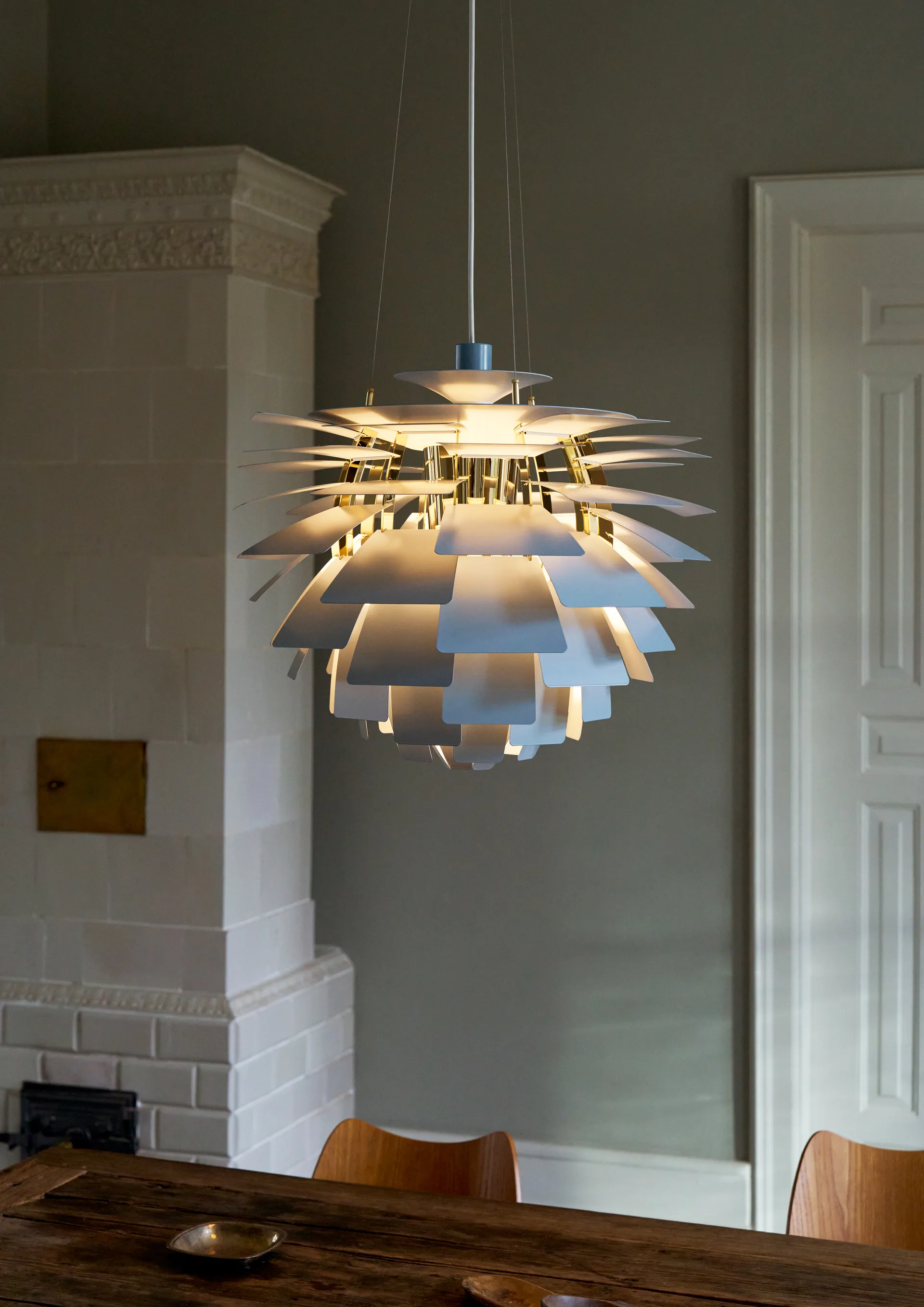 Suspension PH Artichoke Ø48cm, Dusty blue-brass metallised Louis Poulsen