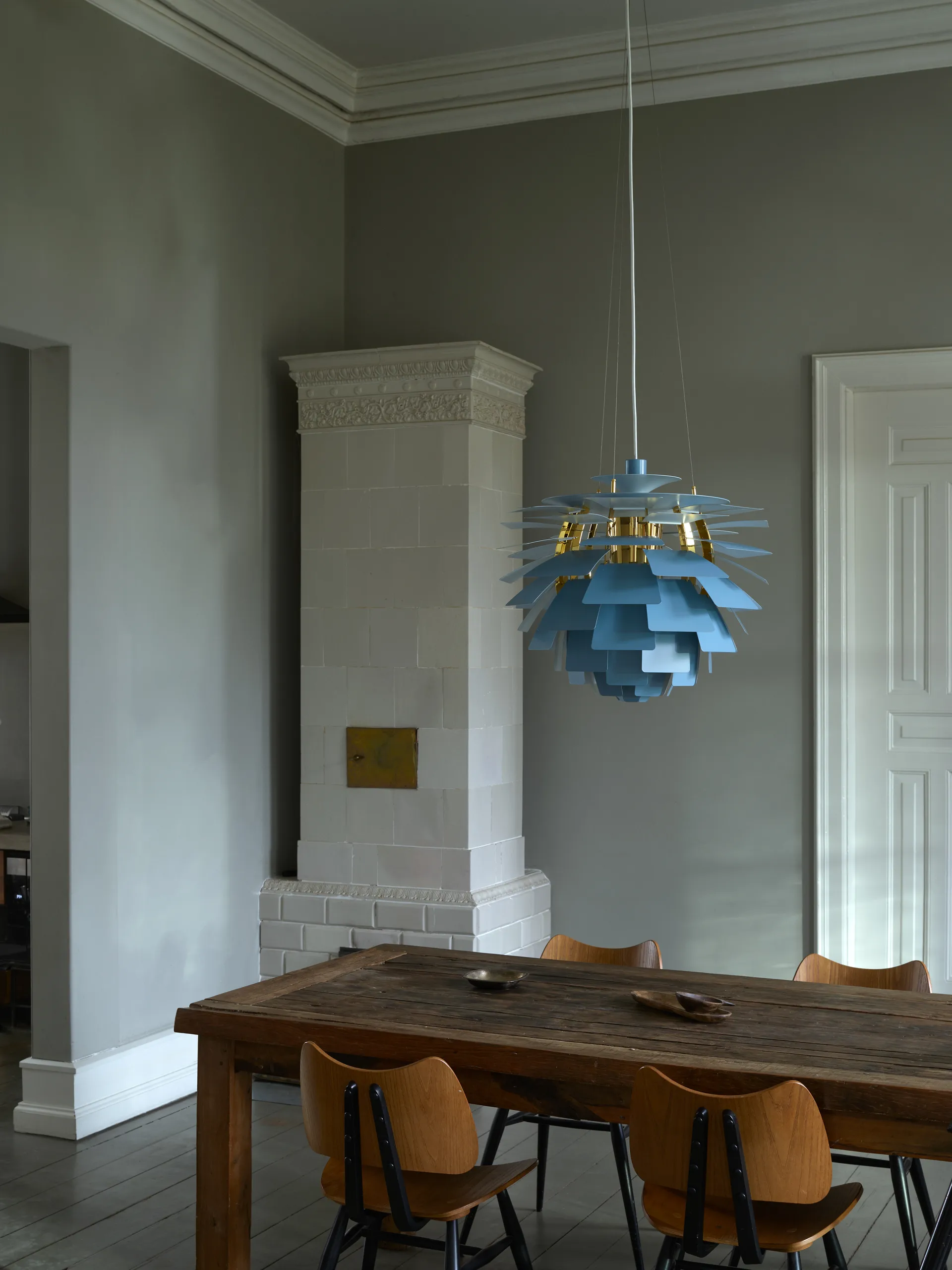 Suspension PH Artichoke Ø48cm, Dusty blue-brass metallised Louis Poulsen