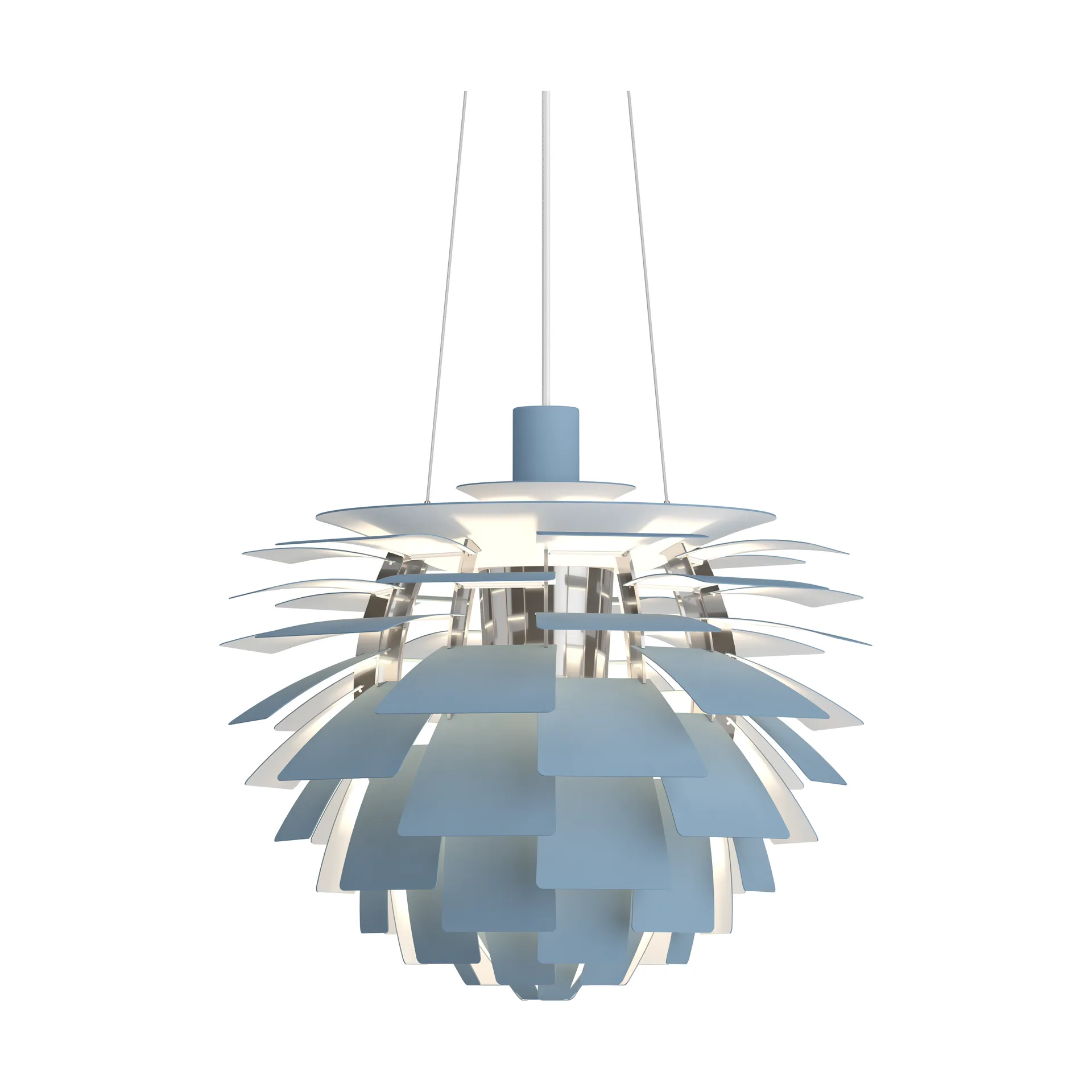 Suspension PH Artichoke Ø48cm, Dusty blue-high lustre chrome plated Louis Poulsen