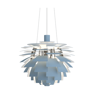 Suspension PH Artichoke Ø48cm - Dusty blue-high lustre chrome plated - Louis Poulsen