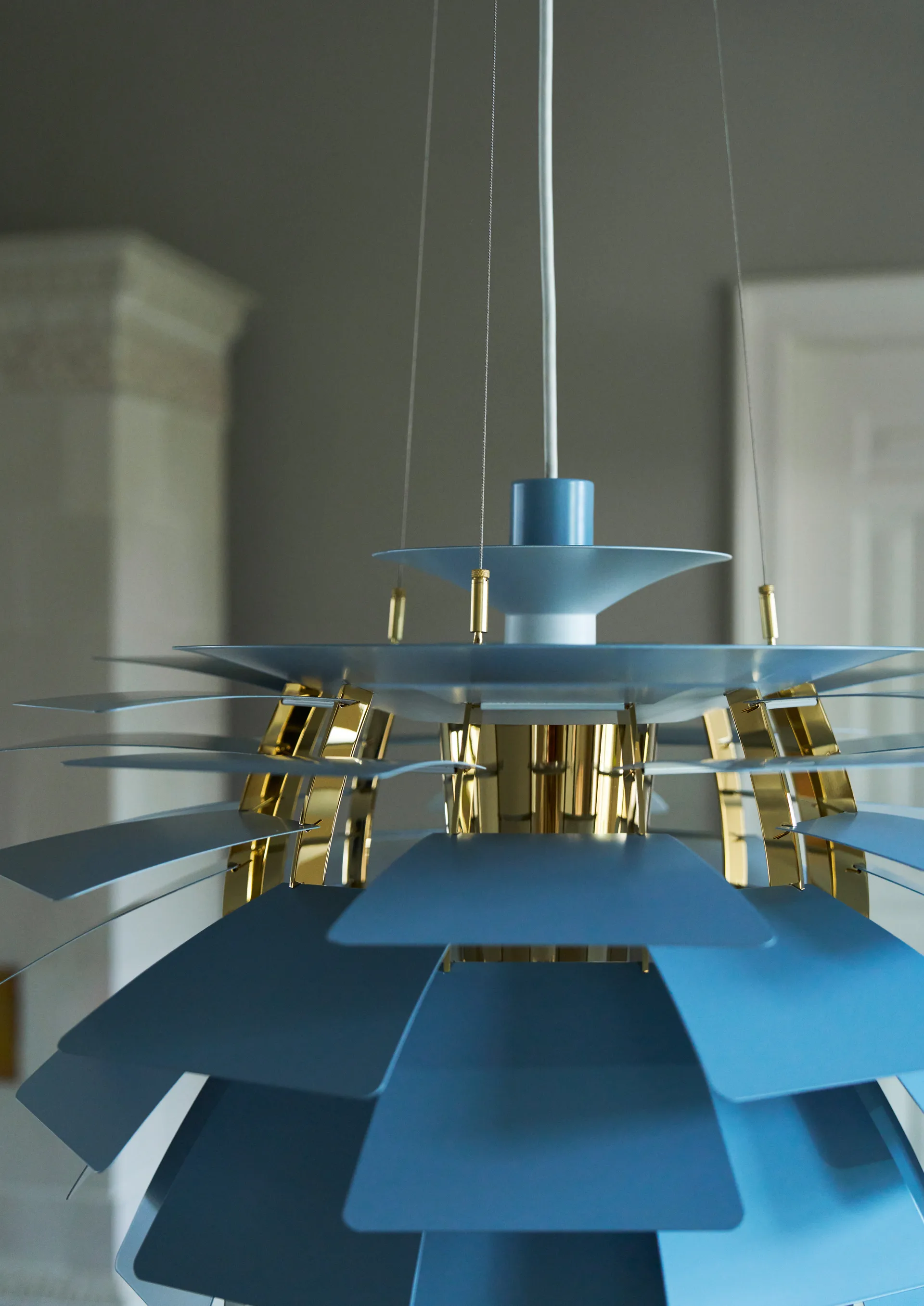 Suspension PH Artichoke Ø60cm, Dusty blue-brass metallised Louis Poulsen