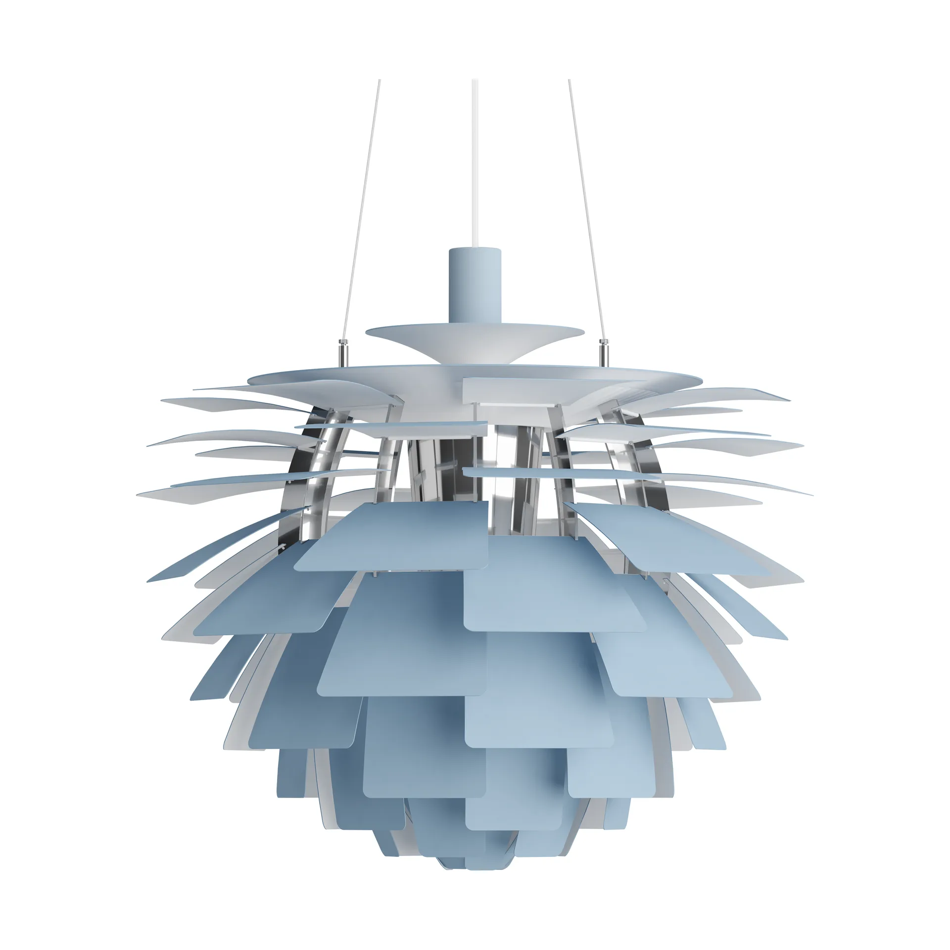 Suspension PH Artichoke Ø60cm, Dusty blue-high lustre chrome plated Louis Poulsen