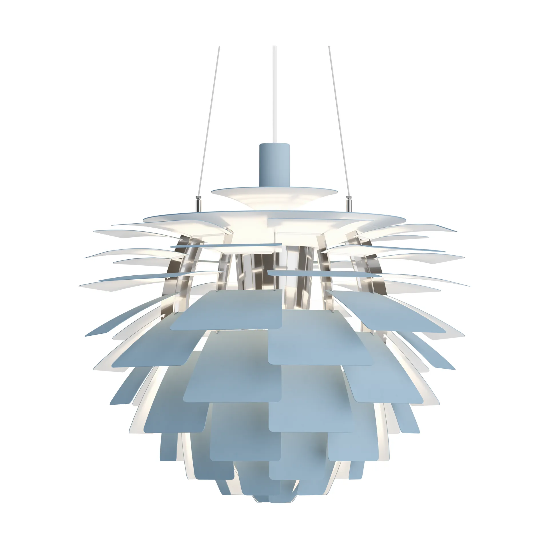 Suspension PH Artichoke Ø60cm, Dusty blue-high lustre chrome plated Louis Poulsen