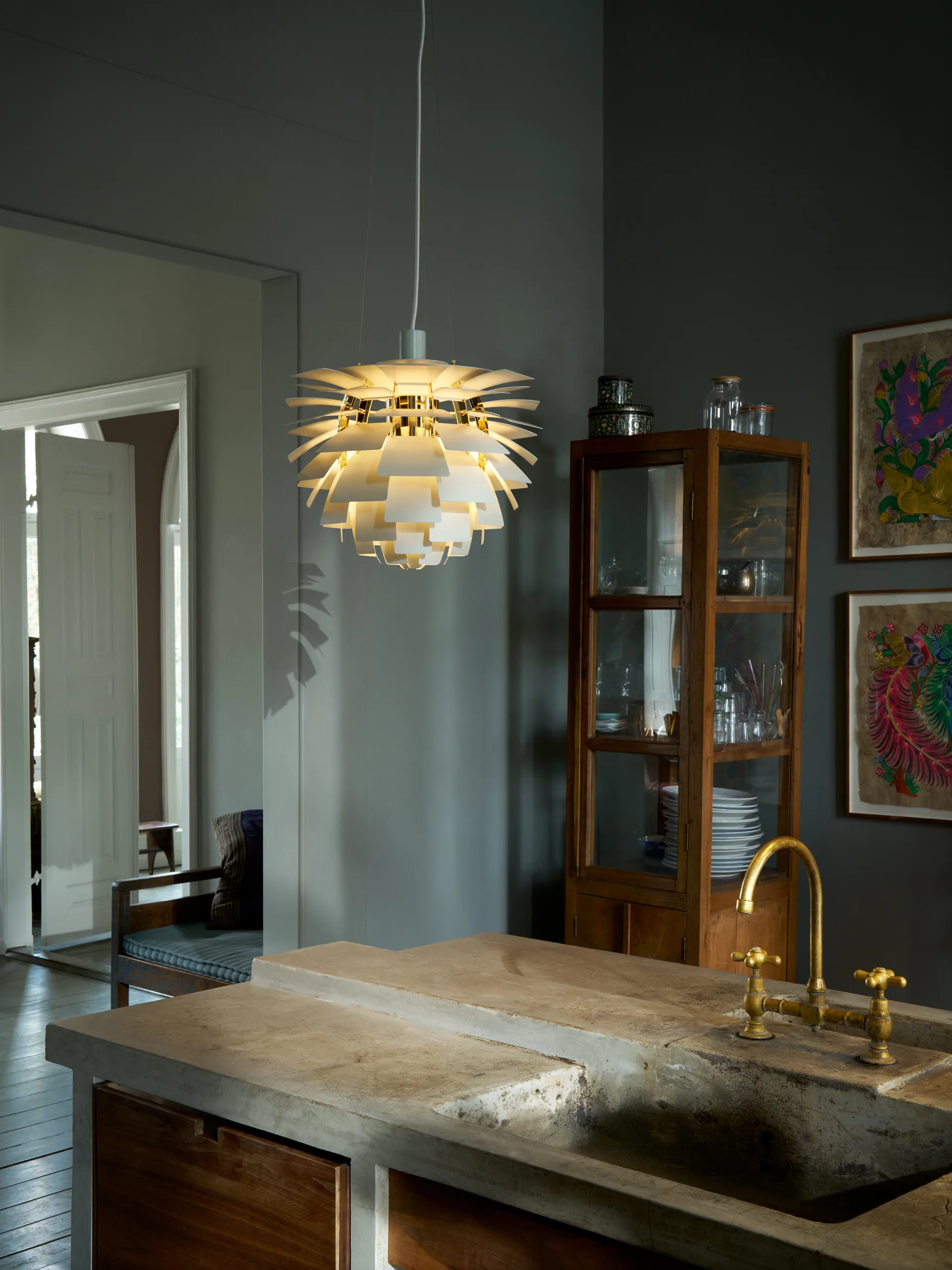 Suspension PH Artichoke Ø60cm, Dusty green-brass metallised Louis Poulsen