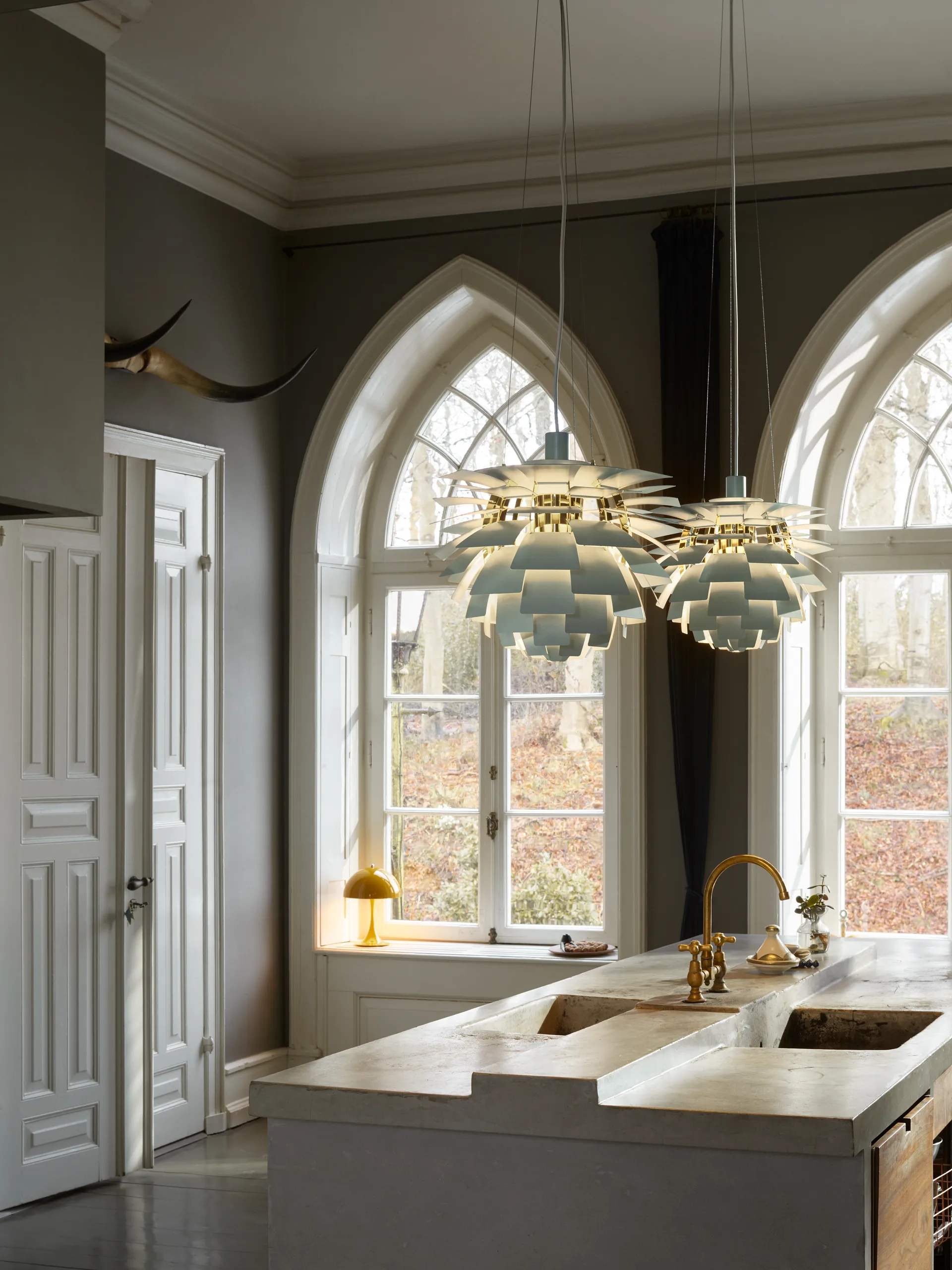 Suspension PH Artichoke Ø60cm, Dusty green-high lustre chrome plated Louis Poulsen