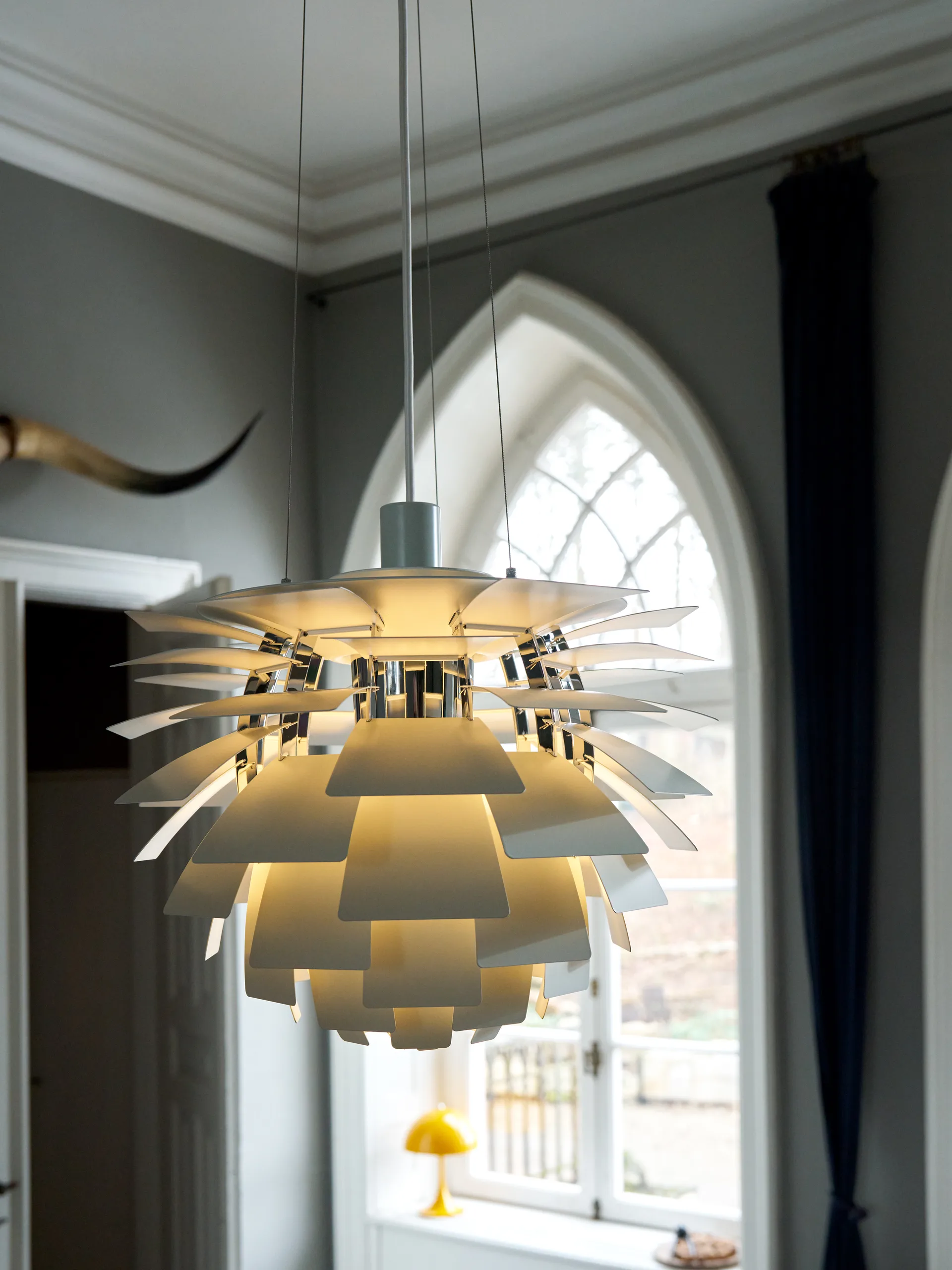 Suspension PH Artichoke Ø60cm, Dusty green-high lustre chrome plated Louis Poulsen