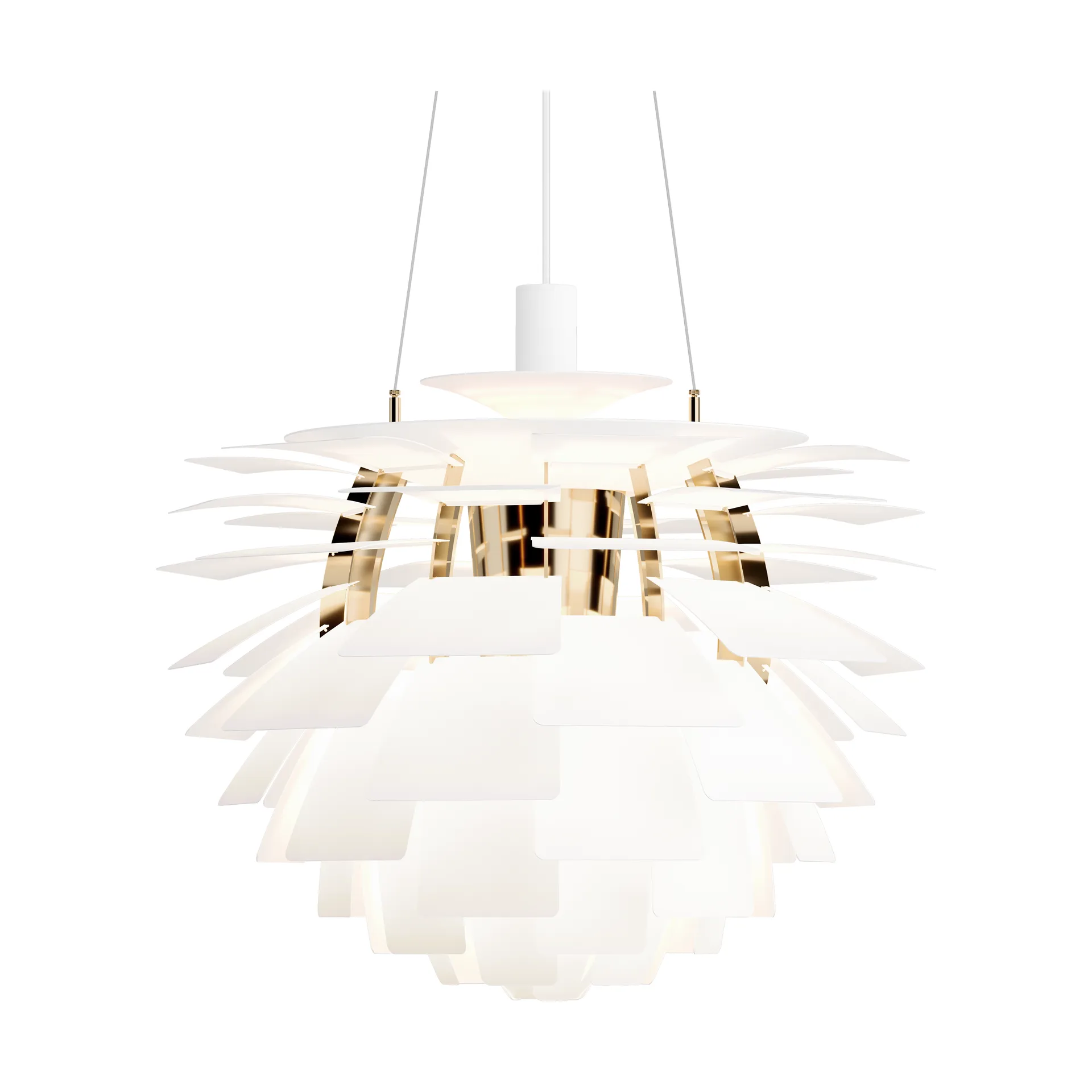 Suspension PH Artichoke Ø60cm, Soft white-brass metallised Louis Poulsen