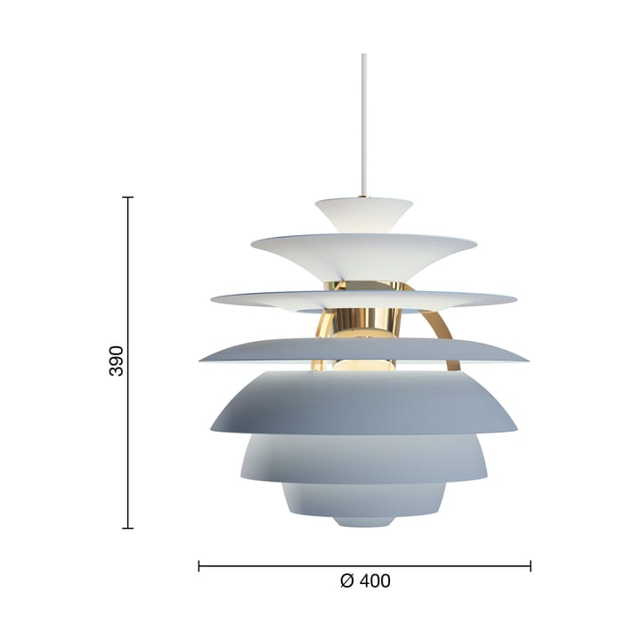 Suspension PH Snowball, Dusty blue-brass Louis Poulsen