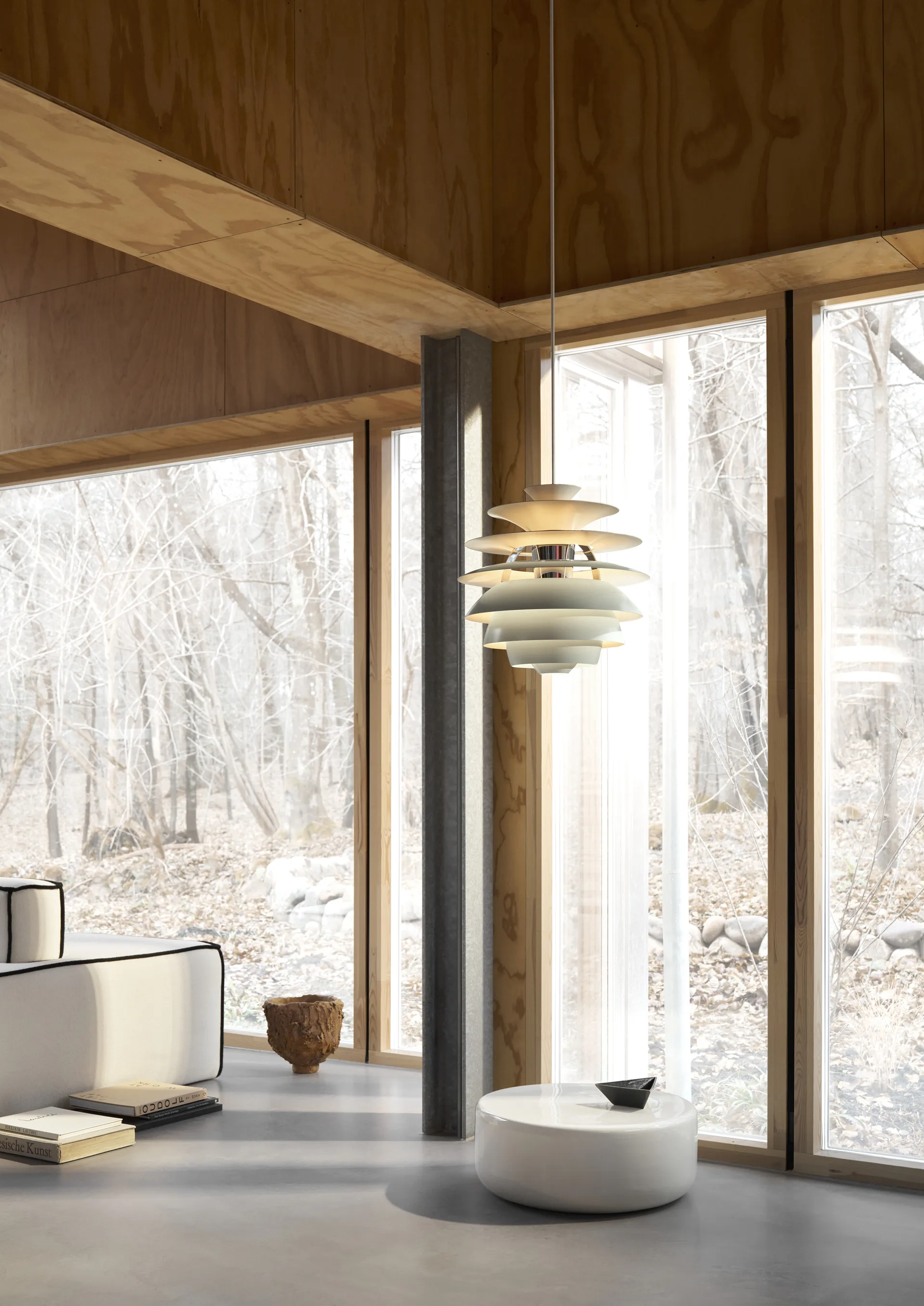 Suspension PH Snowball, Dusty blue-chrome Louis Poulsen