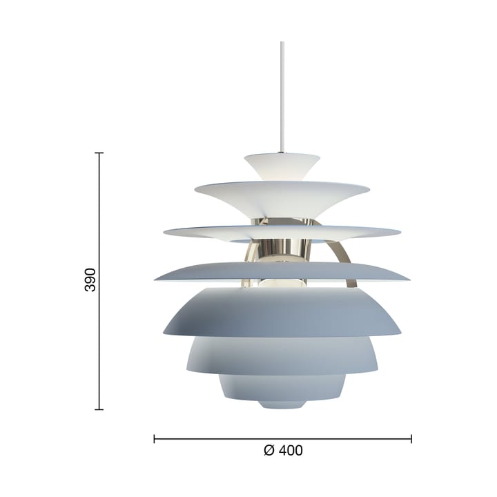 Suspension PH Snowball, Dusty blue-chrome Louis Poulsen