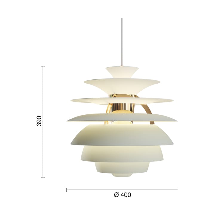 Suspension PH Snowball, Dusty green-brass Louis Poulsen