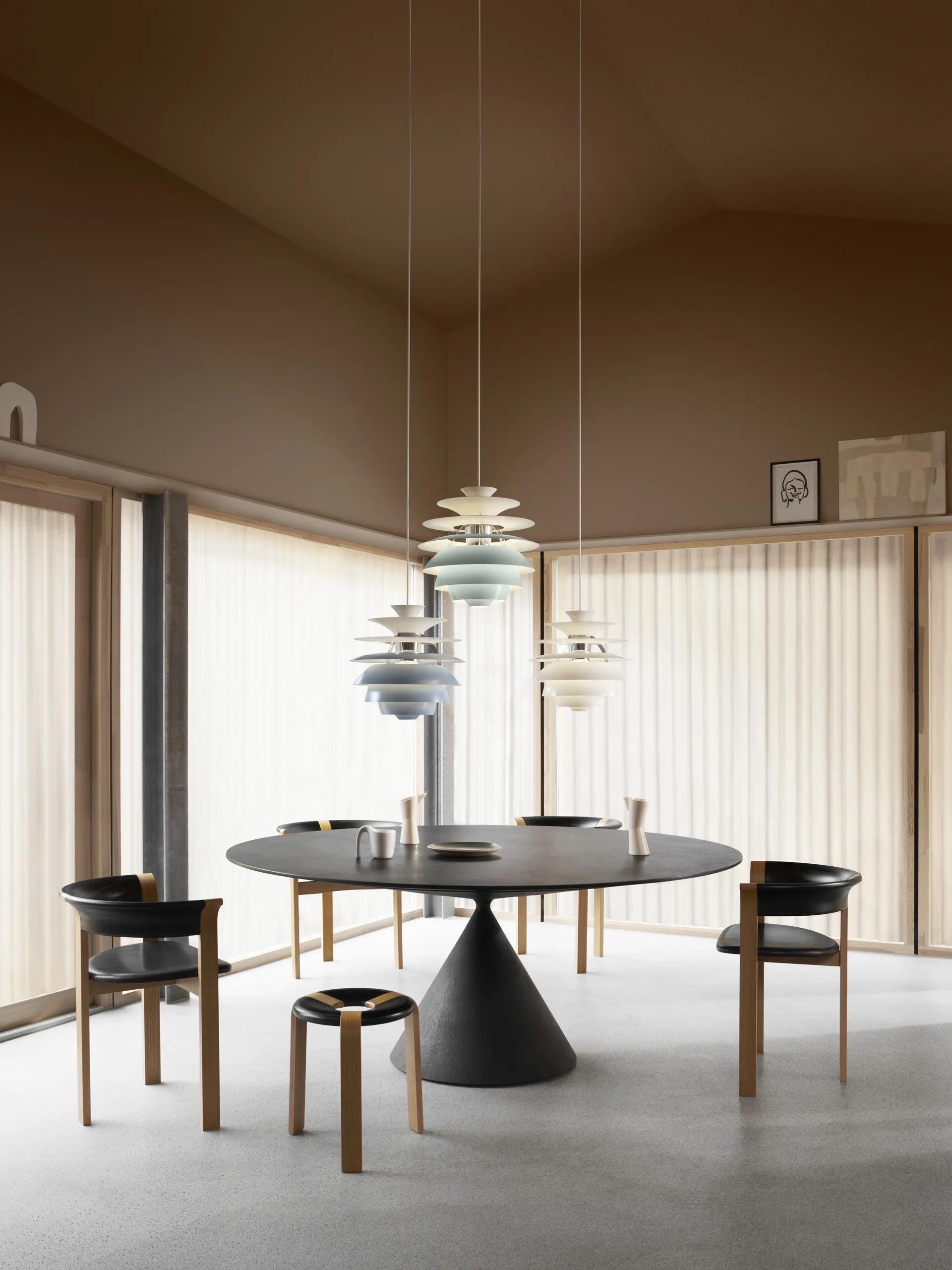 Suspension PH Snowball, Dusty green-chrome Louis Poulsen