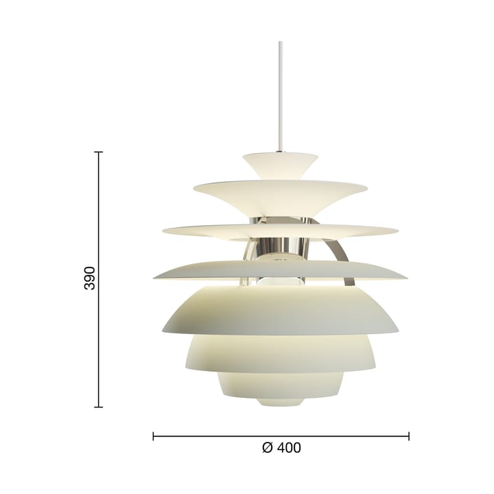 Suspension PH Snowball, Dusty green-chrome Louis Poulsen