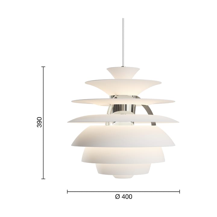 Suspension PH Snowball, Soft white-brass Louis Poulsen