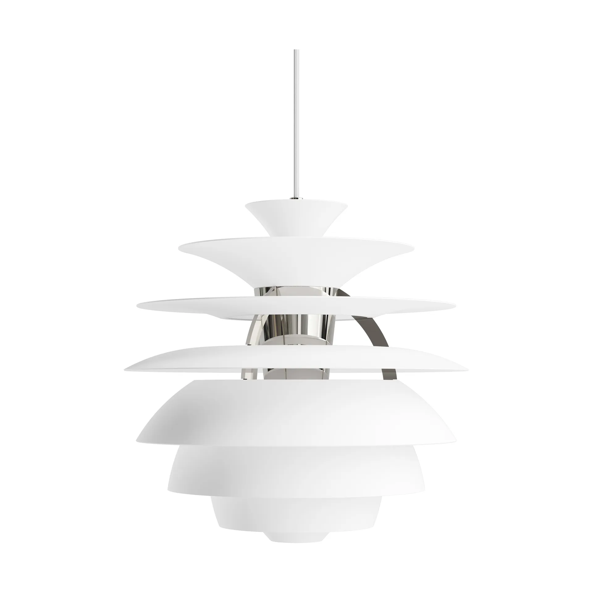 Suspension PH Snowball, Soft white-chrome Louis Poulsen