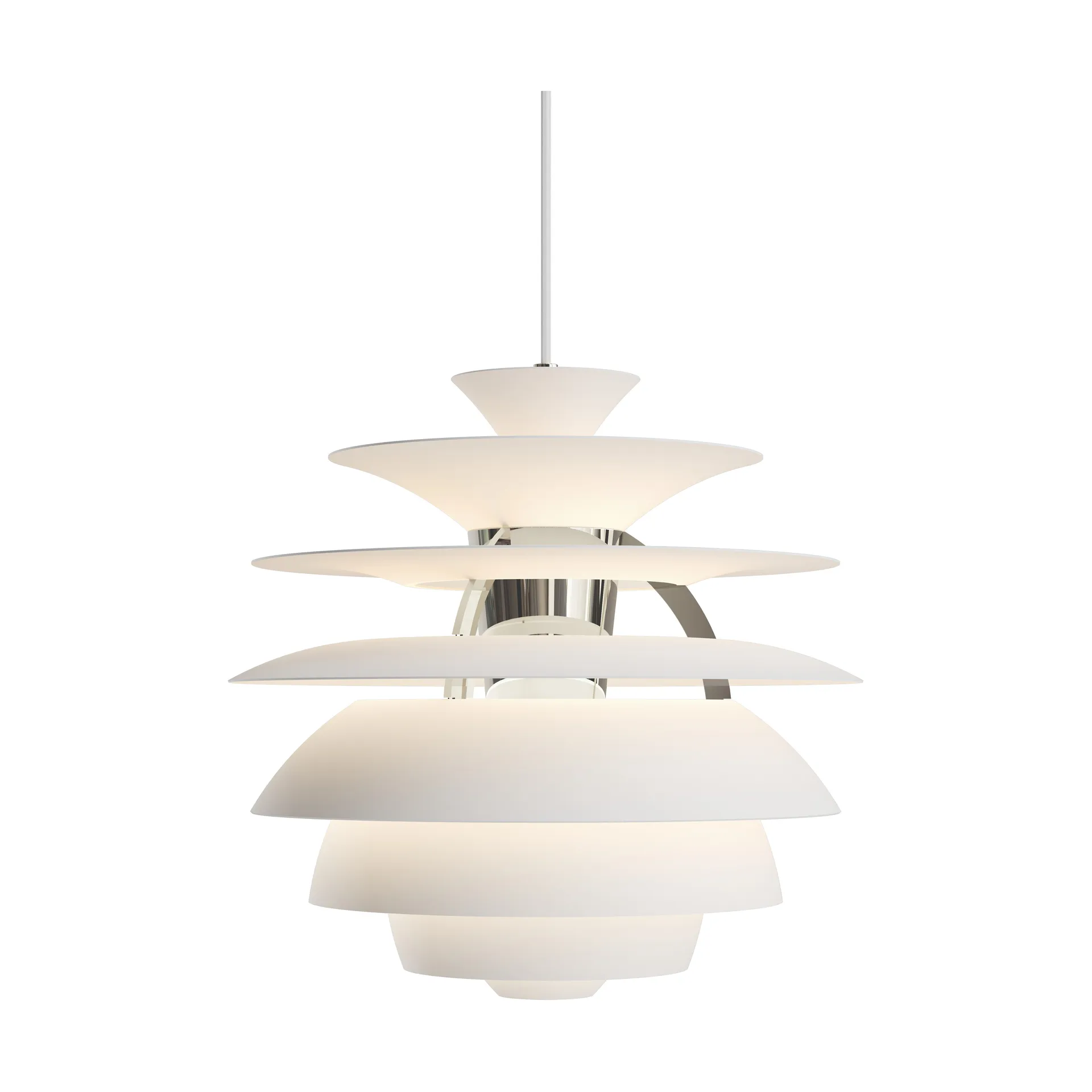 Suspension PH Snowball, Soft white-chrome Louis Poulsen