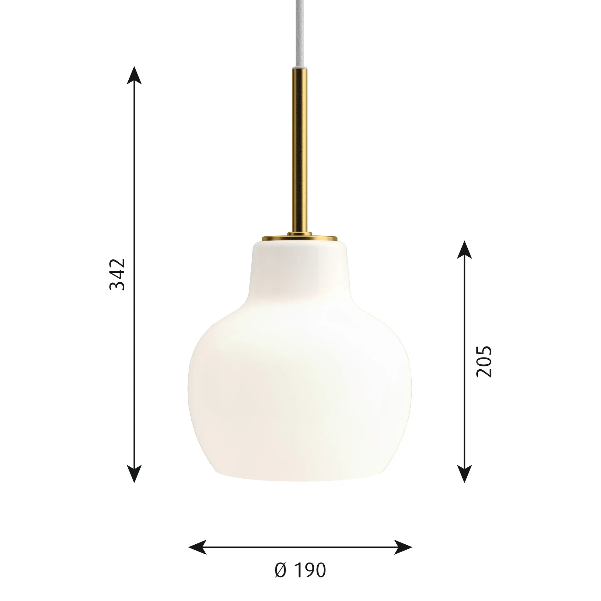 Suspension VL Ring Crown 1, Laiton-Verre opale Louis Poulsen