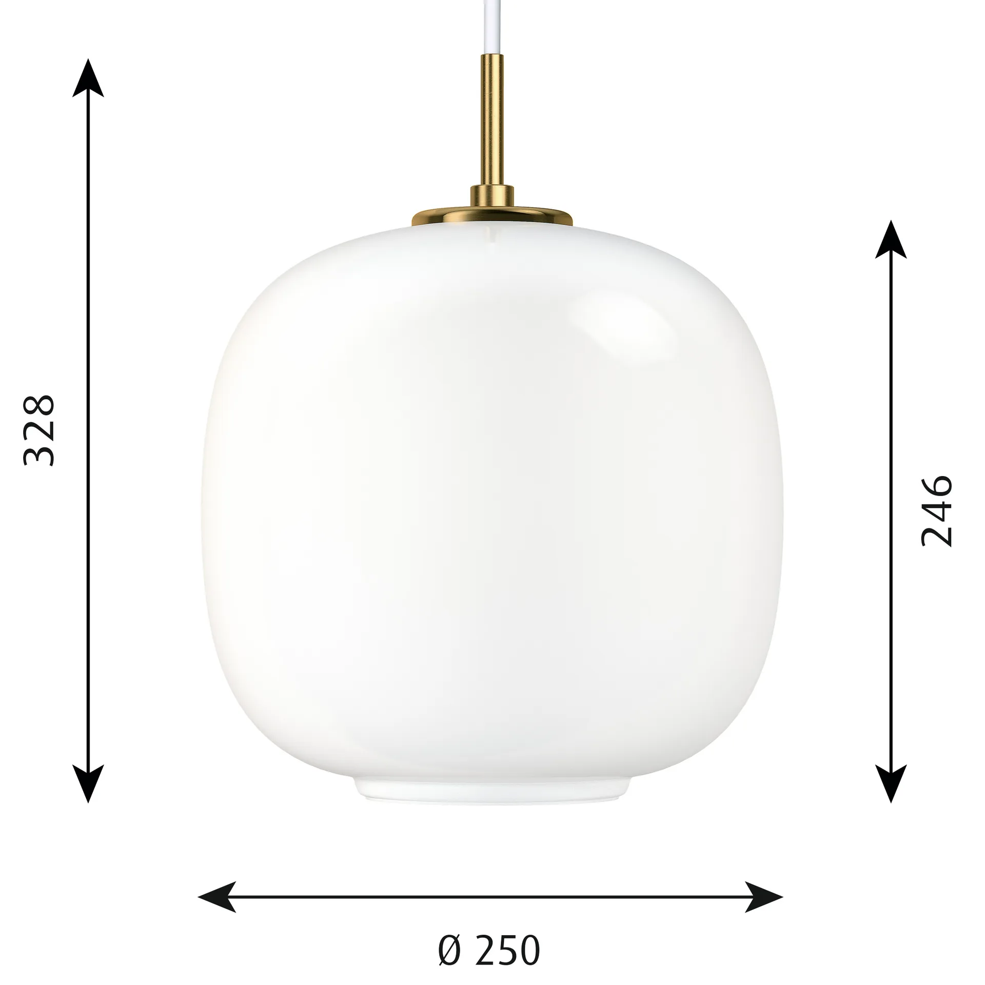 Suspension VL45 Radiohus Ø25cm, Brass-white opal glass Louis Poulsen