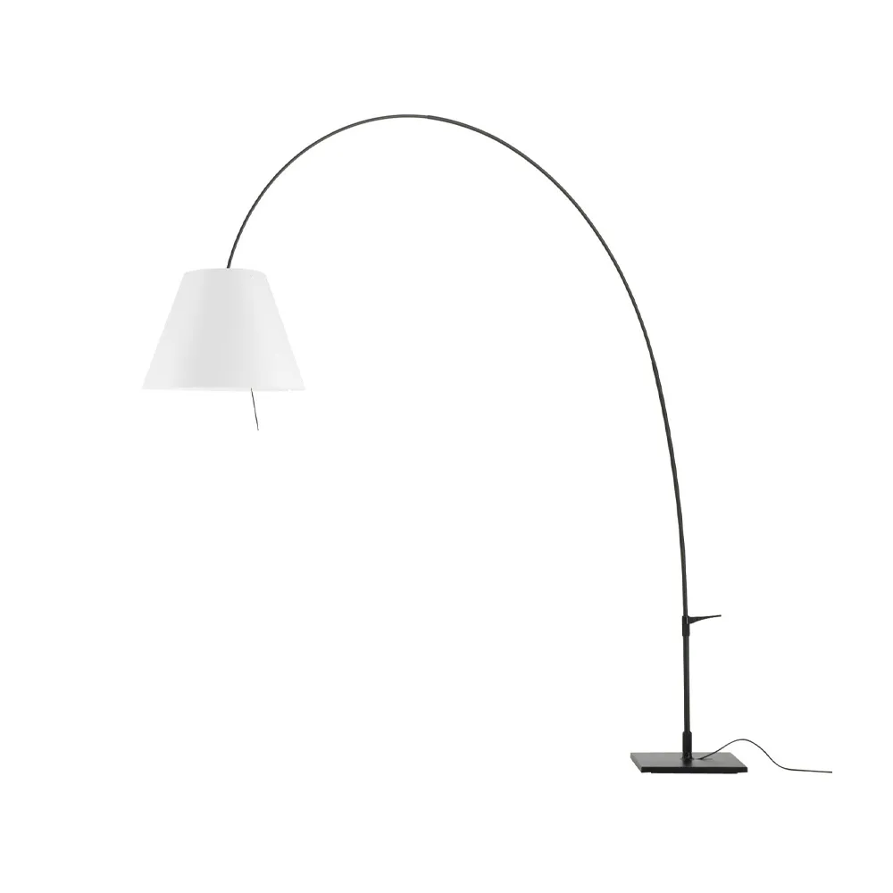 Lampadaire Lady Costanza D13E d, Abat-jour blanc-pied laqué noir Luceplan