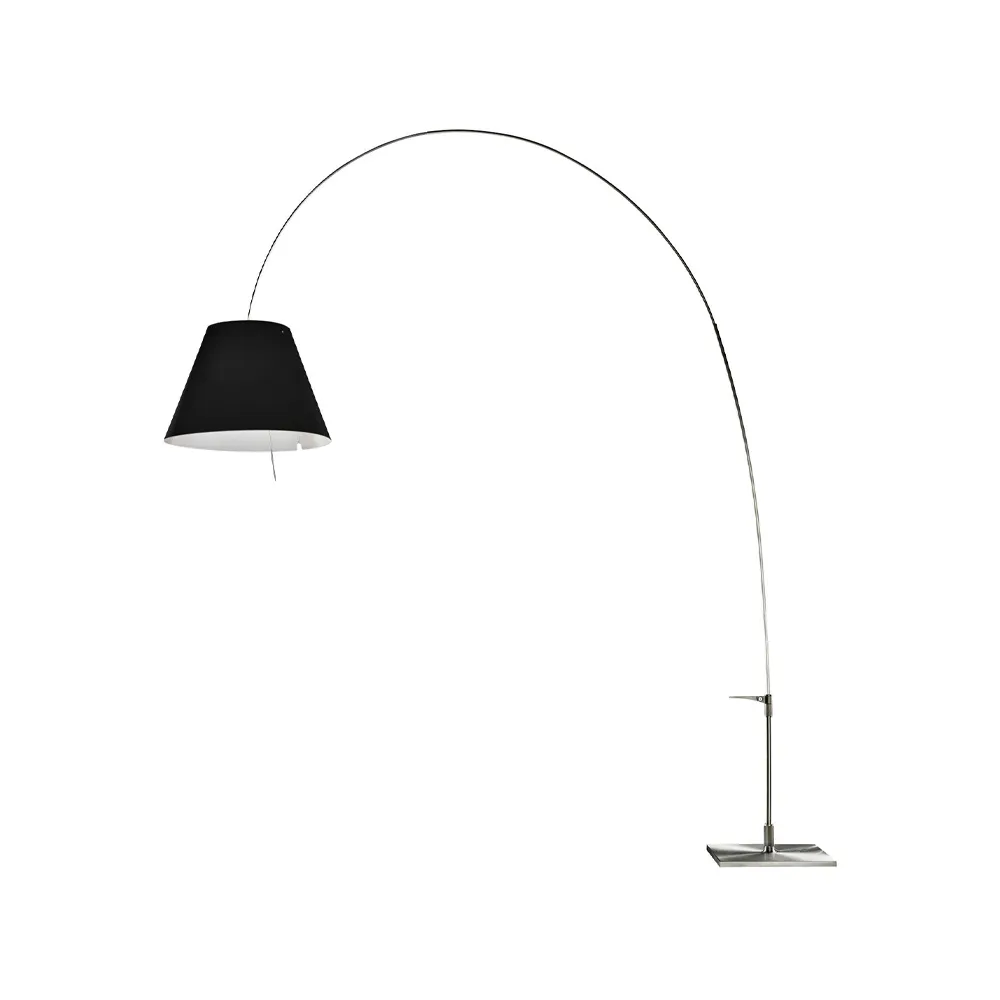 Lampadaire Lady Costanza D13E d, abat-jour noir, pied en aluminium Luceplan