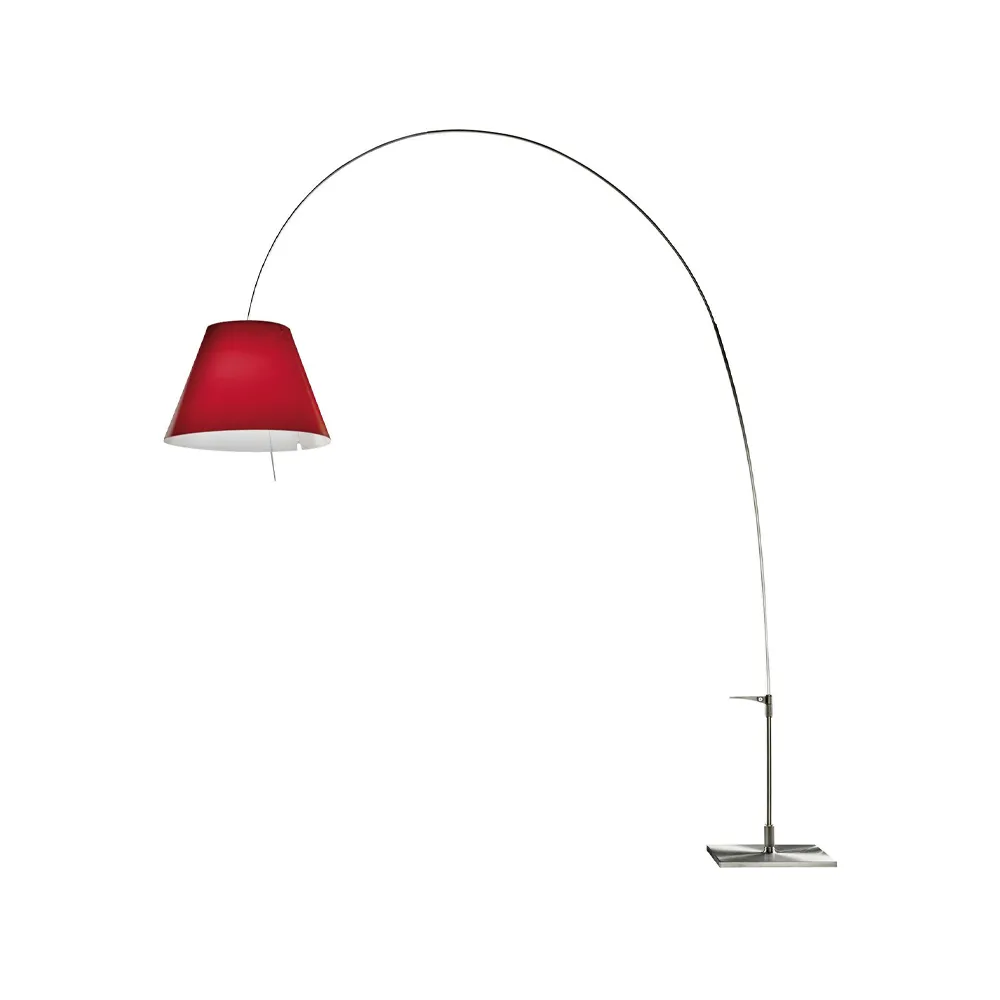 Lampadaire Lady Costanza D13E d, abat-jour rouge, pied en aluminium Luceplan