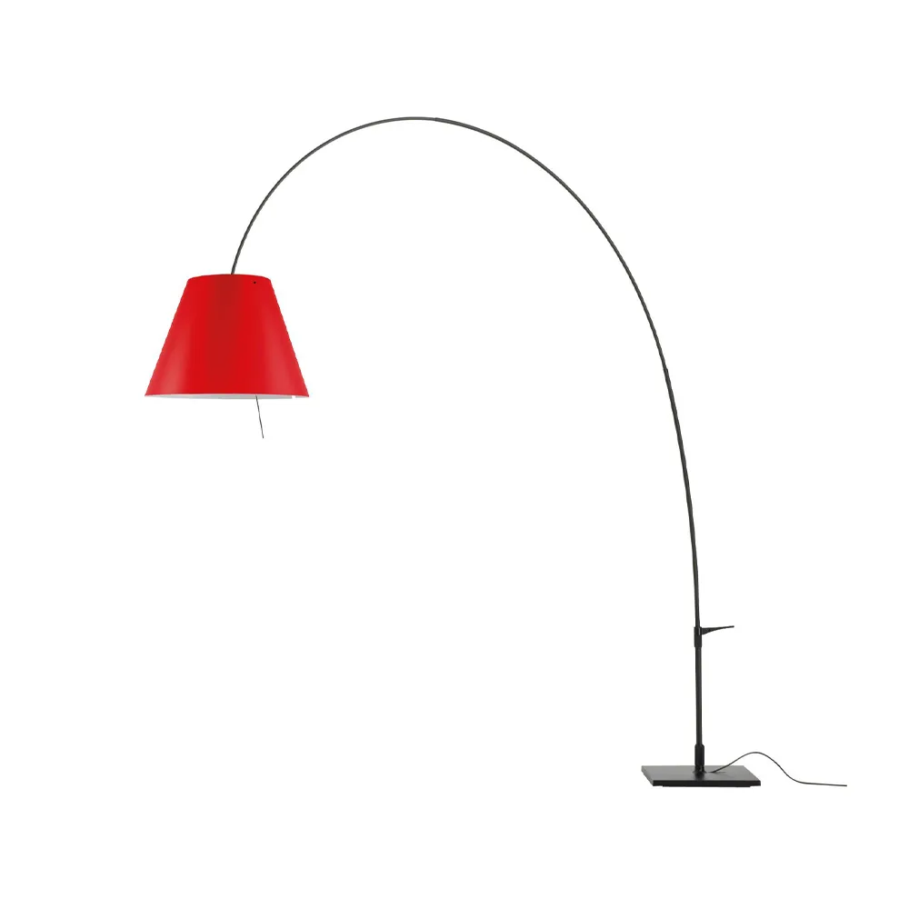 Lampadaire Lady Costanza D13E d, Abat-jour rouge-pied laqué noir Luceplan