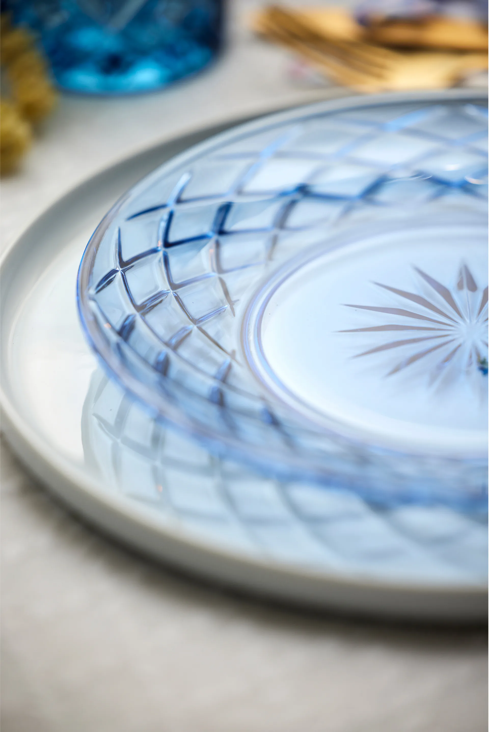 Assiette Sorrento Ø21 cm lot de 4, Bleu Lyngby Glas