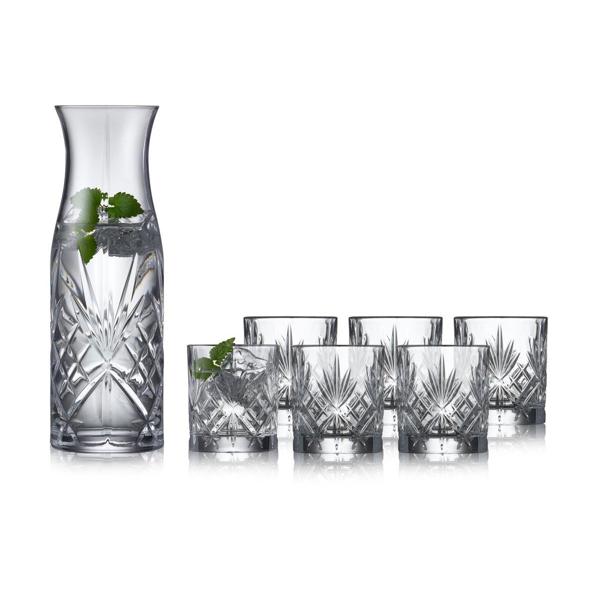 lyngby glas carafe et verres à eau melodia 7 pièces cristal