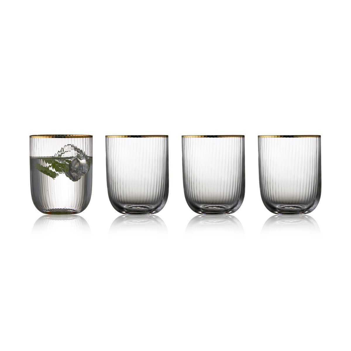 lyngby glas gobelet en verre palermo gold 35 cl, lot de 4 transparent-or