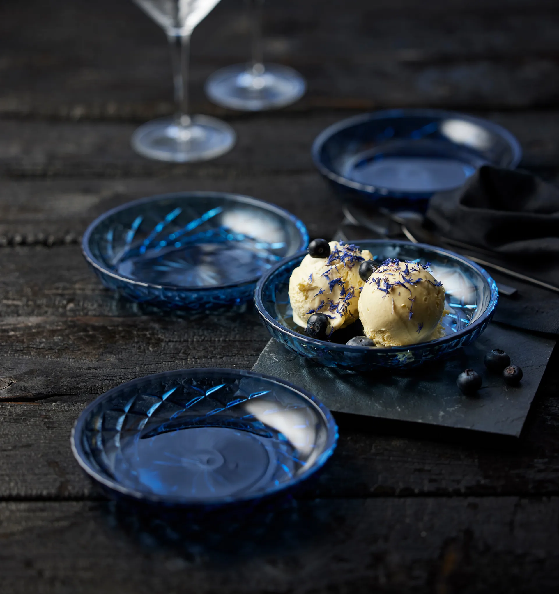 Petite assiette Sorrento Ø 16 cm, lot de 4, Bleu Lyngby Glas