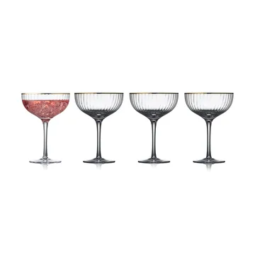 Verre à cocktail Palermo Gold 31,5 cl, lot de 4 - Transparent-or - Lyngby Glas