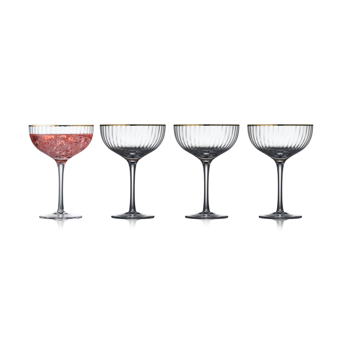 lyngby glas verre à cocktail palermo gold 31,5 cl, lot de 4 transparent-or