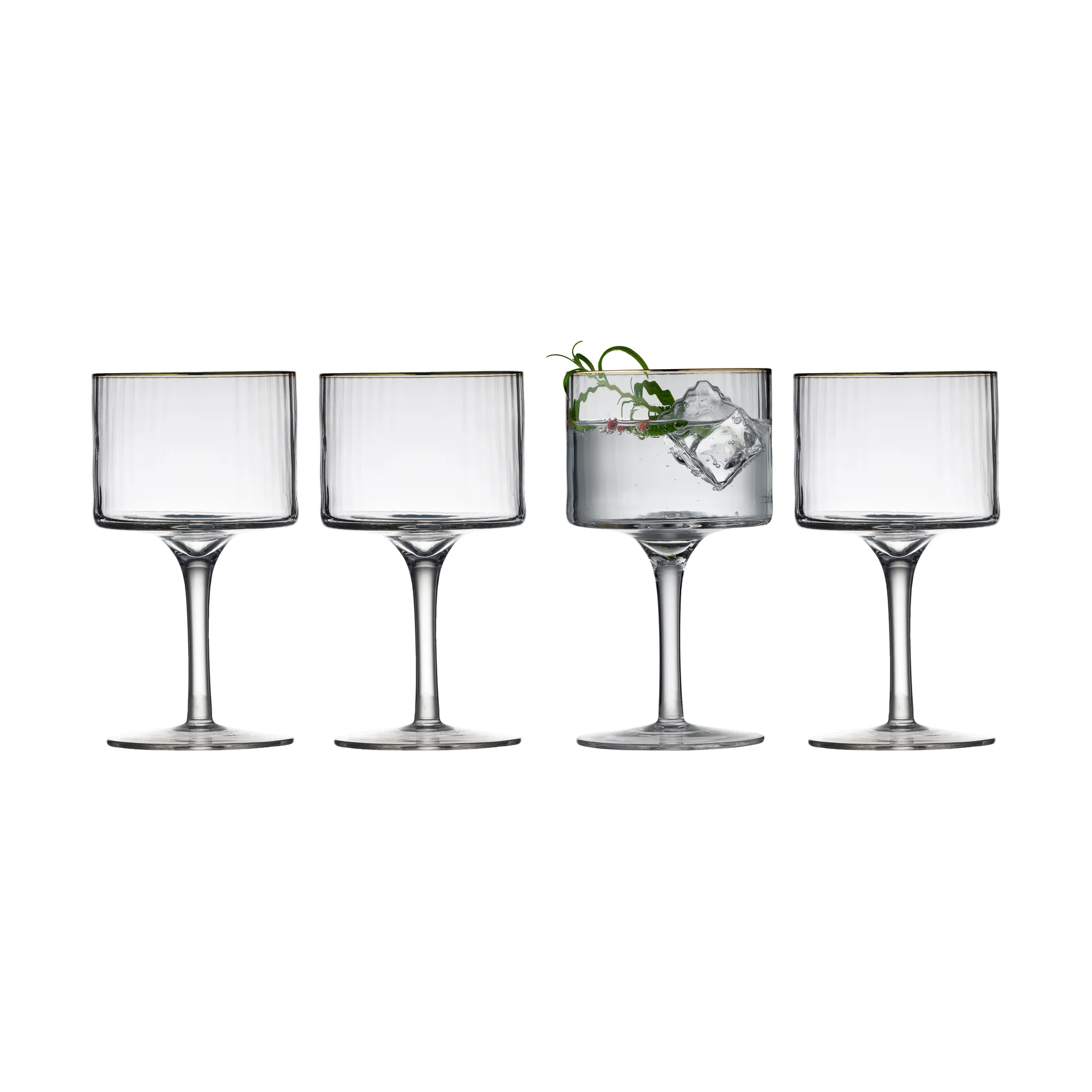 Verre à gin tonic Palermo Gold 32 cl, lot de 4, Transparent-or Lyngby Glas