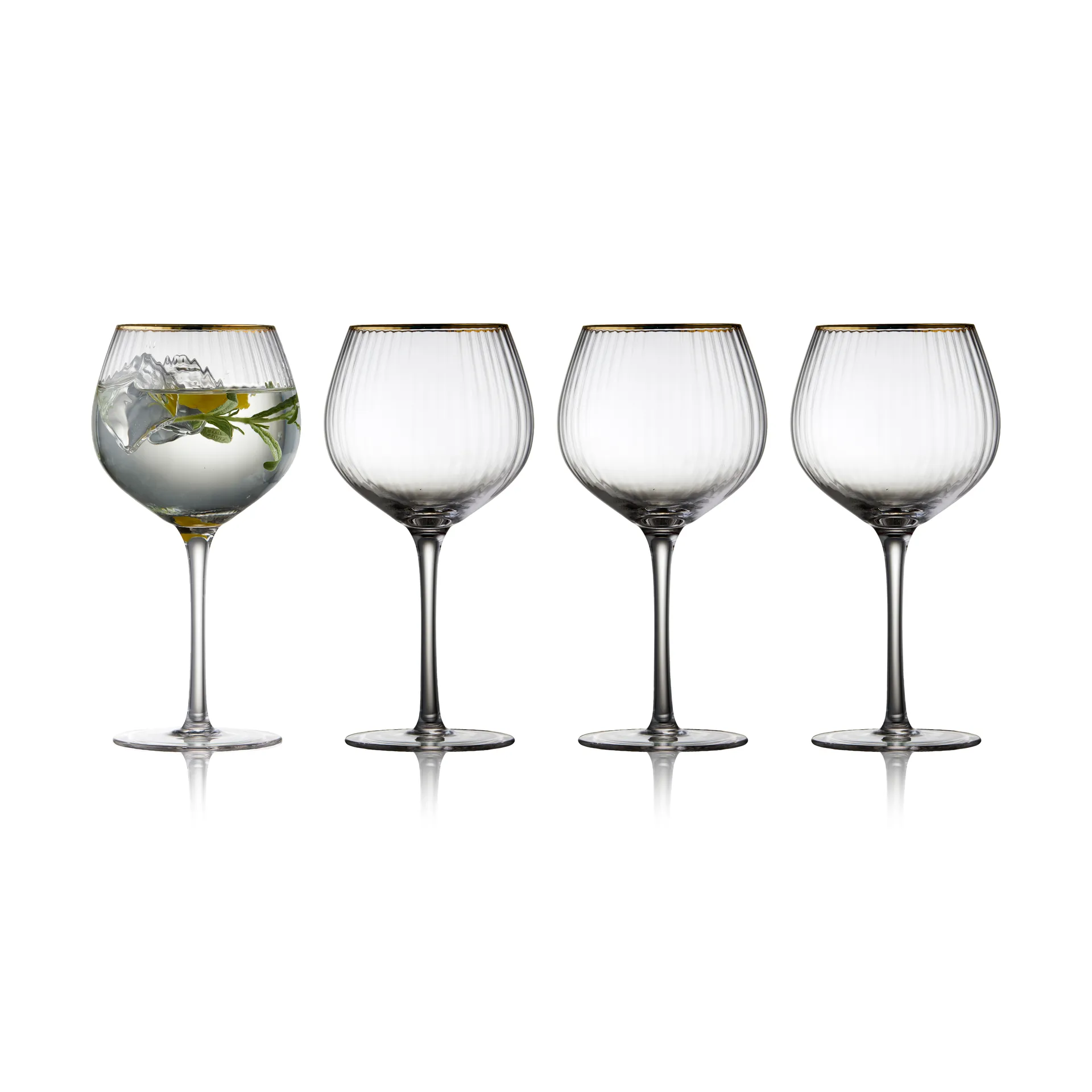 Verre à gin tonic Palermo Gold 65 cl, lot de 4, Transparent-or Lyngby Glas