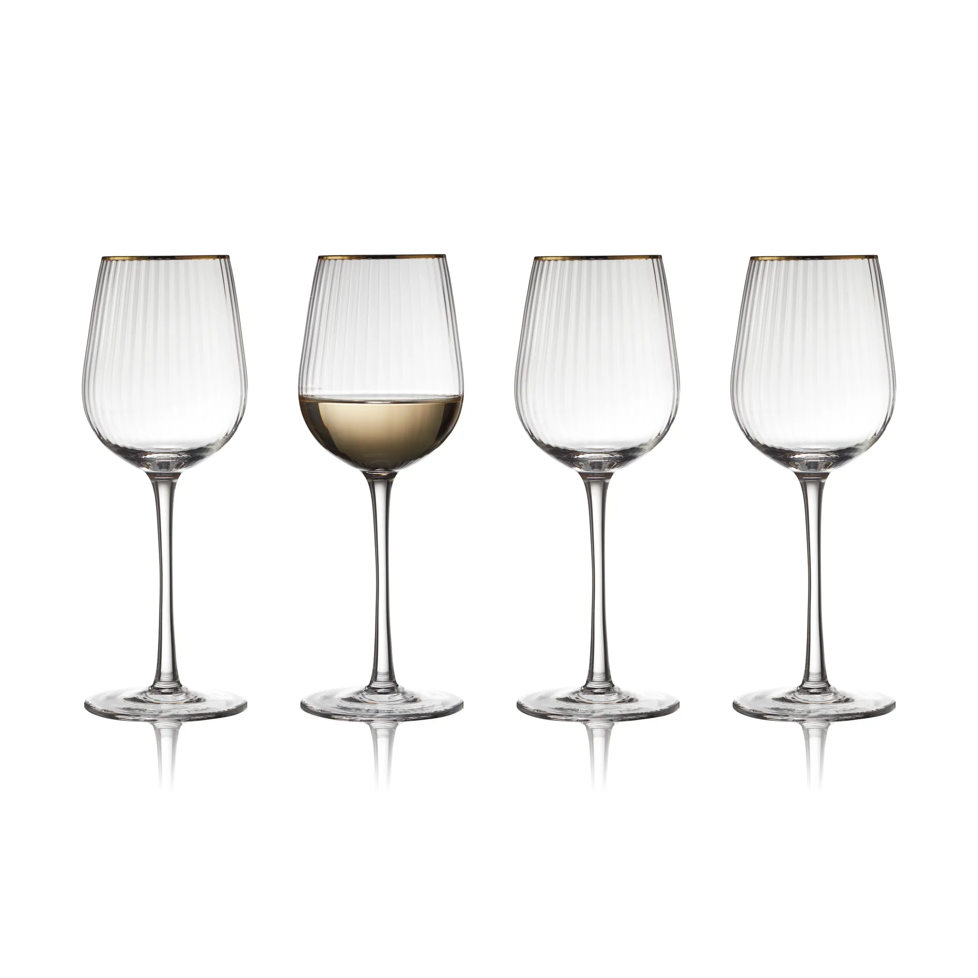 Verre à vin blanc Palermo Gold 30 cl, lot de 4, Transparent-or Lyngby Glas