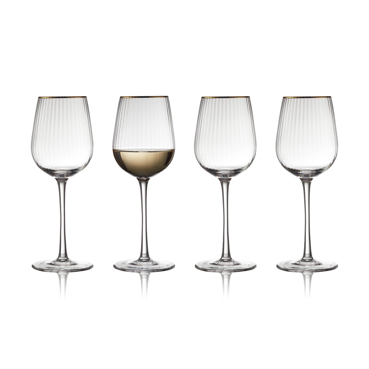 lyngby glas verre à vin blanc palermo gold 30 cl, lot de 4 transparent-or