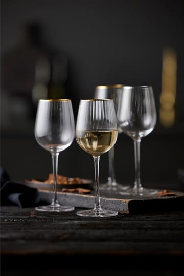 Verre à vin blanc Palermo Gold 30 cl, lot de 4 - Transparent-or - Lyngby Glas