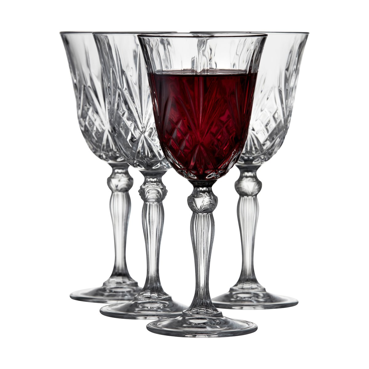 lyngby glas verre à vin rouge melodia 27 cl, lot de 4 cristal